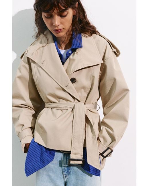 Pull&Bear Natural Short Belted Trench Coat