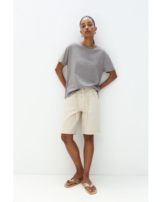 Pull&Bear Gray T-Shirt With Unfinished Trims