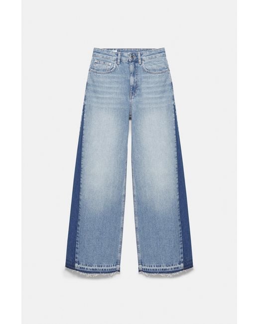 Jean Wide Leg Patchwork Pull&Bear en coloris Blue