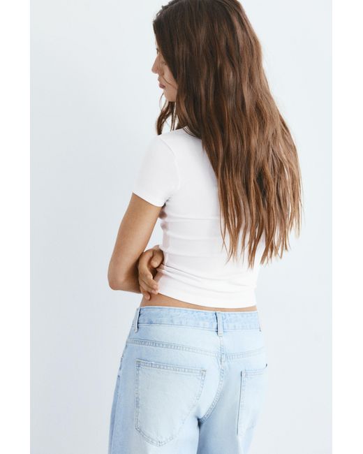 Pull&Bear White V-Neck T-Shirt