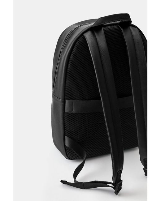 Pull&Bear Black Backpack With Textured Pocket for men