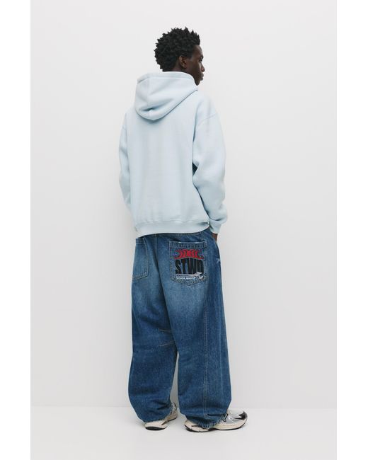 Pull&Bear Basic Hoodie in het Blue voor heren