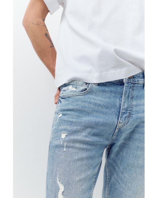 Pull&Bear Black Ripped Skinny Jeans for men