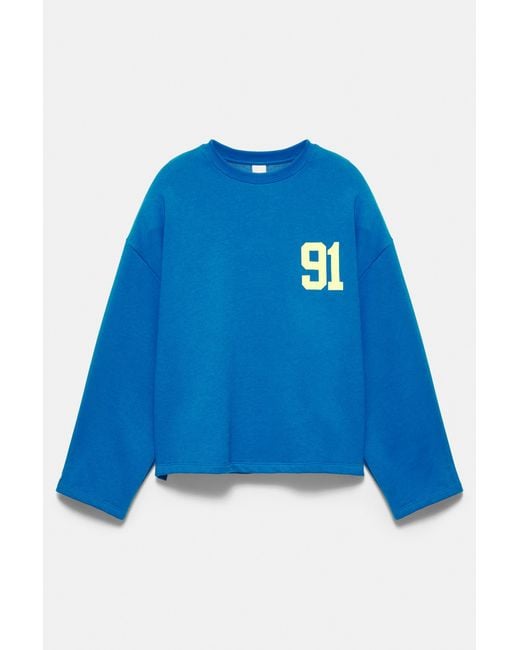 Pull&Bear Sweater Met Print in het Blue
