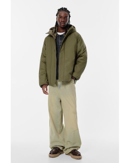 Pull&Bear Gesteppter Regenmantel Mit Kapuze in Green für Herren