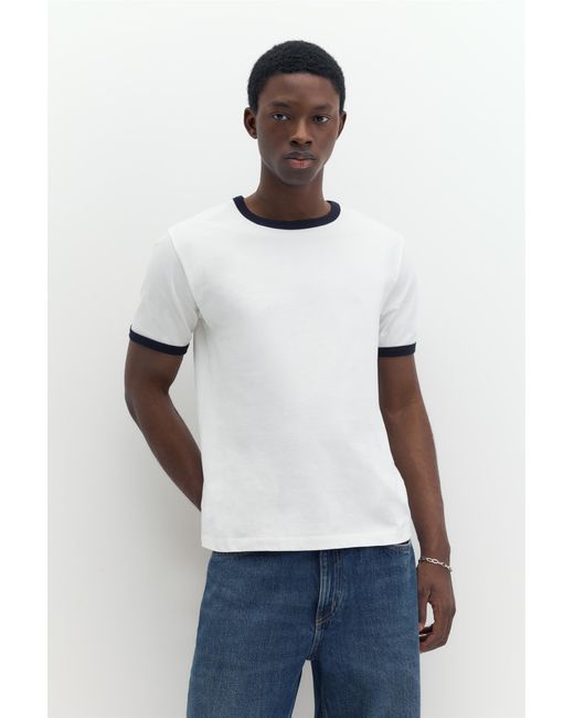 Pull&Bear White Contrast Trim T-Shirt for men