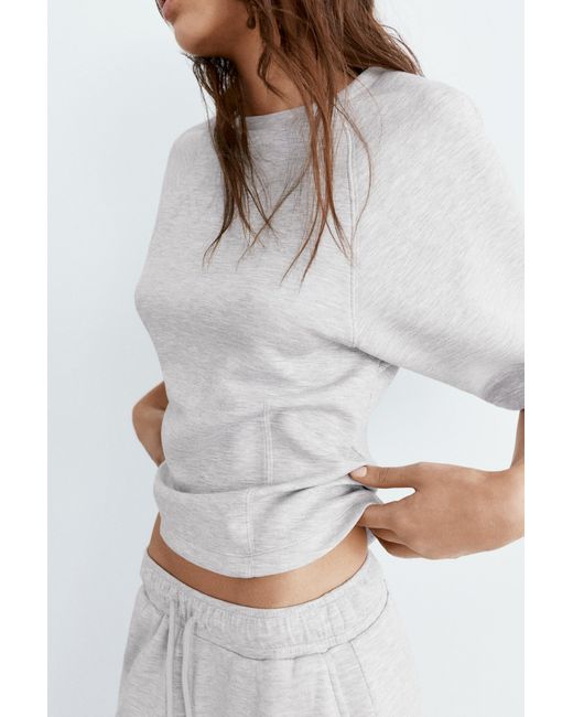 Pull&Bear Gray Soft Touch Short Sleeve Sweatshirt