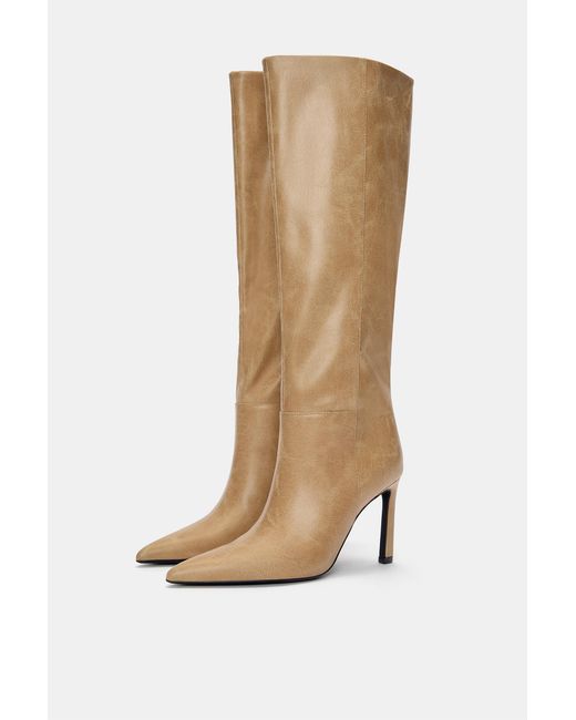 Pull&Bear White Hohe Absatzstiefel