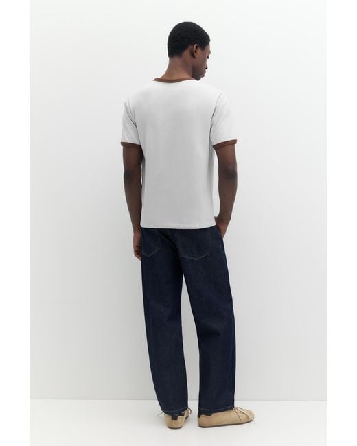 Pull&Bear Gray Contrast Trim T-Shirt for men