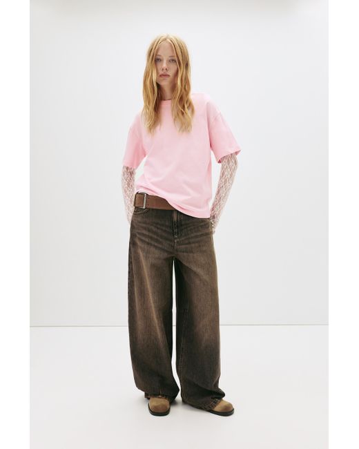 Pull&Bear Brown Baggy-Balloon-Jeans Mit Waschung