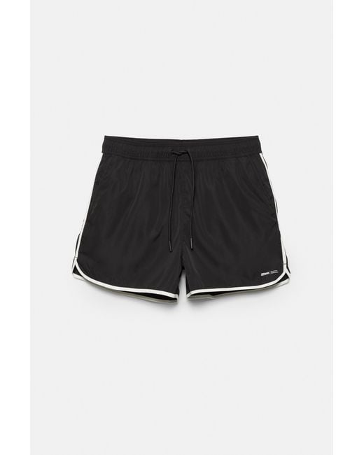 Pull&Bear Black Stwd Board Shorts for men