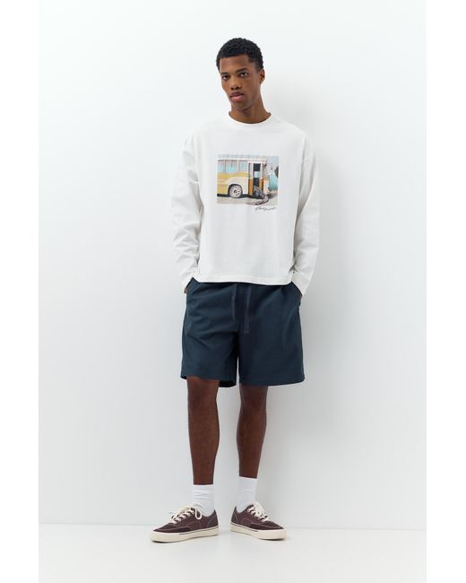 Pull&Bear Jogging Bermuda Met Linnen in het Blue voor heren