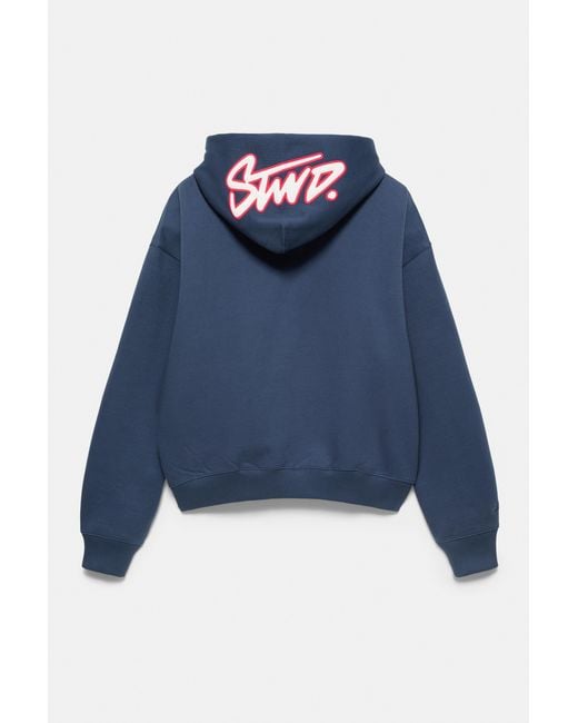 Pull&Bear Blue Stwd Boxy Hoodie for men