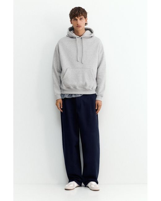 Pull&Bear Gray Basic Hooded Sweatshirt for men