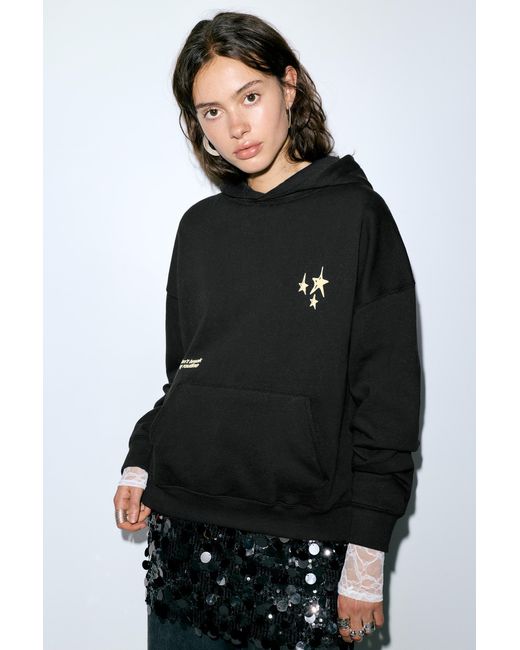 Felpa Con Cappuccio Stelle di Pull&Bear in Black
