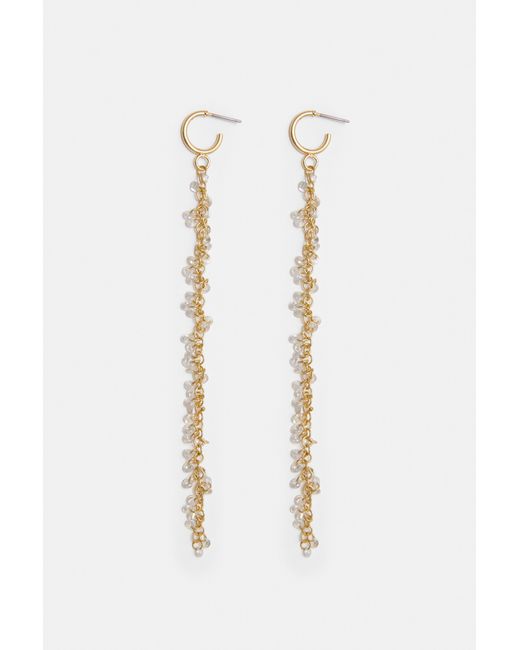 Pull&Bear White Long Rhinestone Earrings
