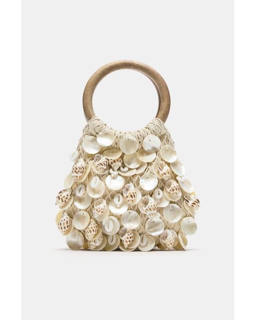 Pull&Bear Natural Handtasche Mit Perlen