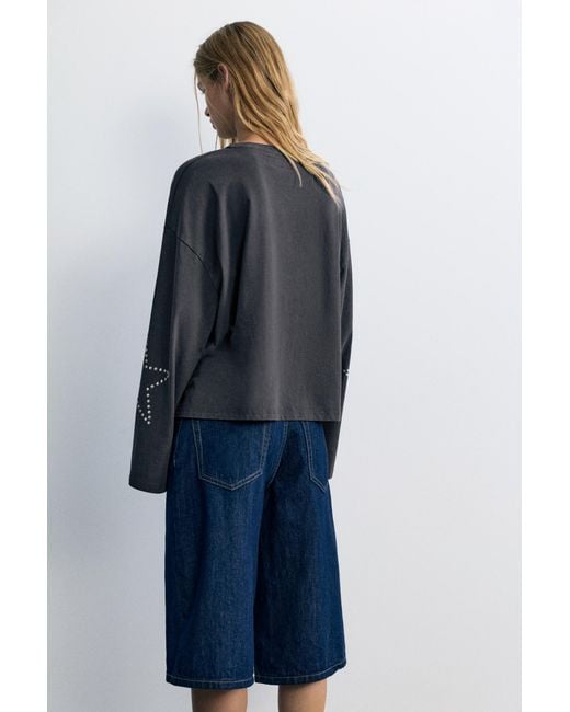 Pull&Bear Blue Oversize Star T-Shirt