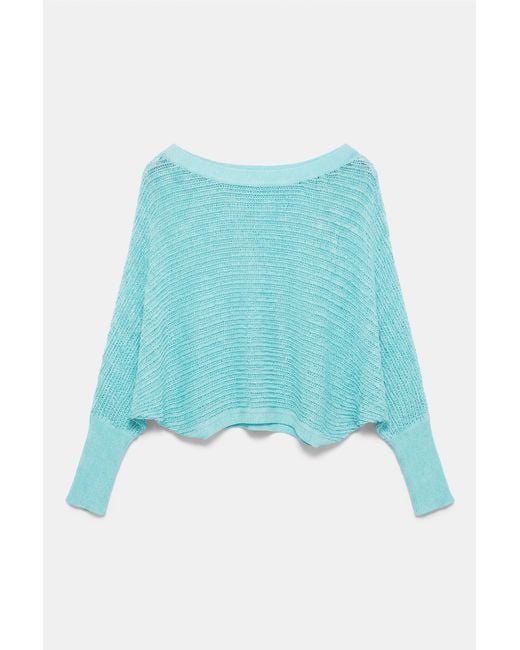 Pull&Bear Blue Ribbed Open-Knit Jumper