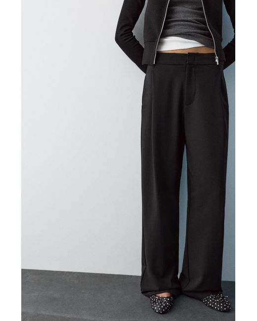 Pull&Bear Black Darted Smart Trousers
