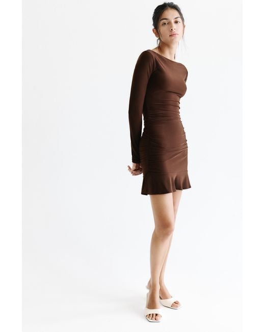 Robe Courte Froncée Pull&Bear en coloris Black