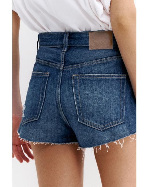 Pull&Bear Blue Mom Fit Ripped Denim Shorts