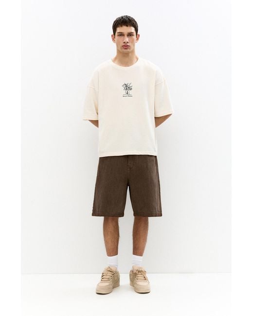 Pull&Bear Natural Baggy Bermuda Shorts for men