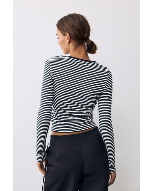 Pull&Bear Blue Fitted Long Sleeve T-Shirt