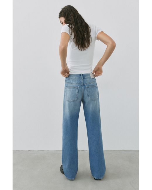 Pull&Bear Recht Model Jeans Met Lage Taille in het Blue