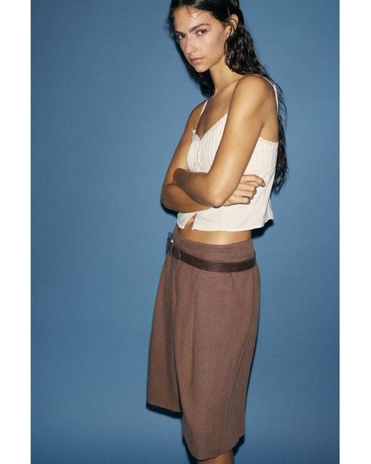 Pull&Bear Blue Rustic Darted Bermuda Shorts
