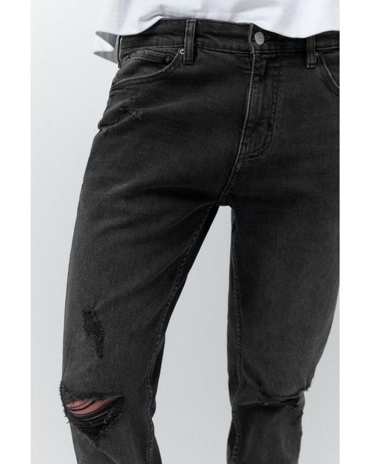 Pull&Bear White Ripped Skinny Jeans for men
