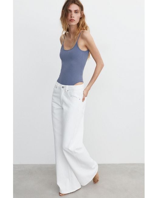 Pull&Bear Blue Polyamide Thin Strap Bodysuit