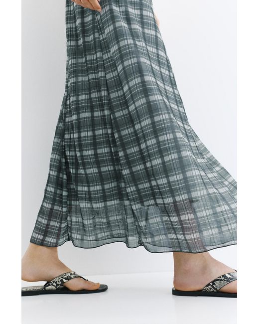 Pull&Bear Gray Check Midi Skirt
