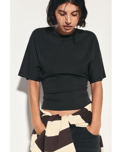 Pull&Bear Black Modal Batwing Sleeve T-Shirt