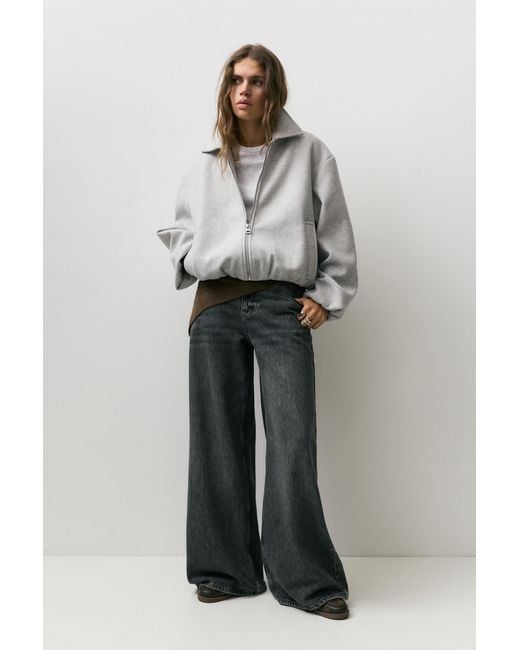 Pull&Bear Gray Soft Cloth Balloon Jacket