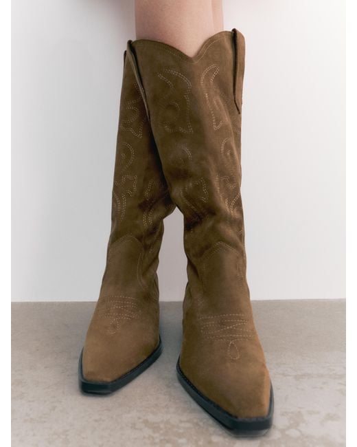 Pull&Bear Black Cowboy Boots