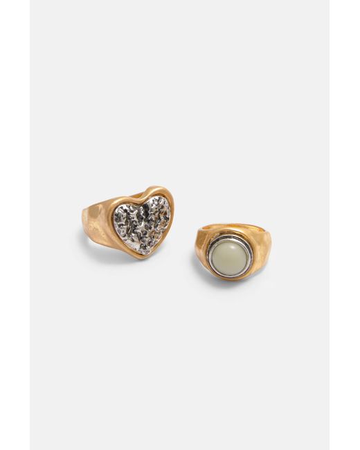 Pull&Bear White Pack 5 Ringen Struktur