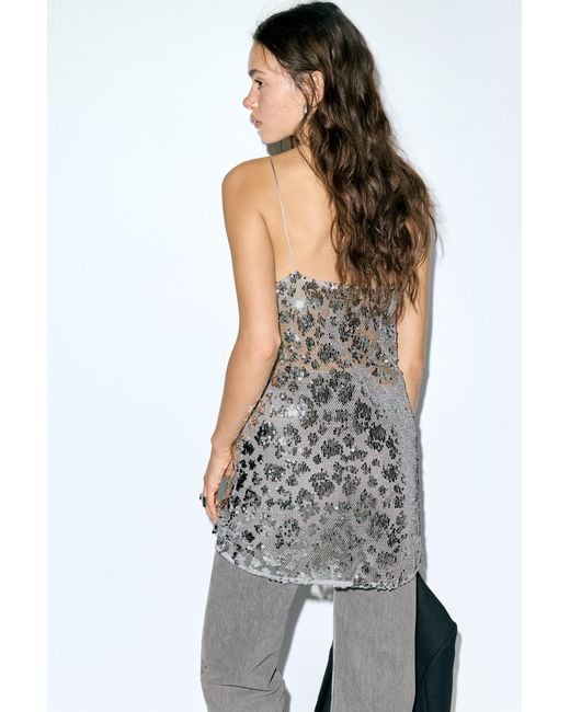 Pull&Bear Black Short Sequin Strappy Dress