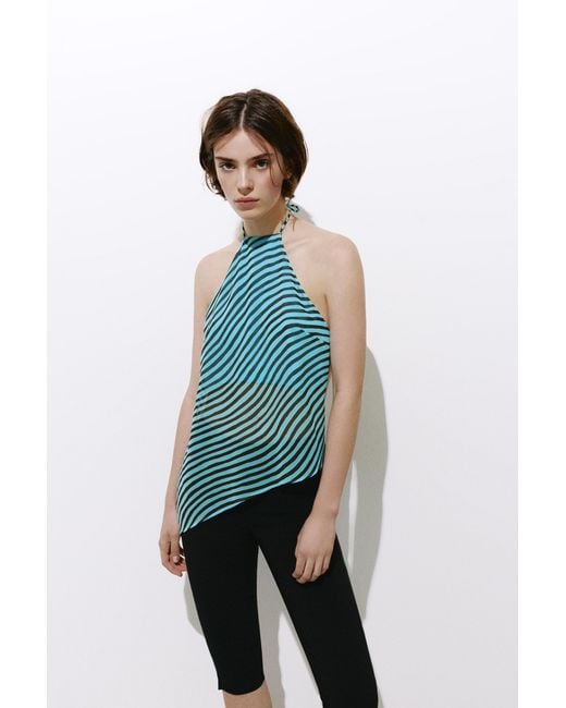 Pull&Bear Blue Wavy Halter Top