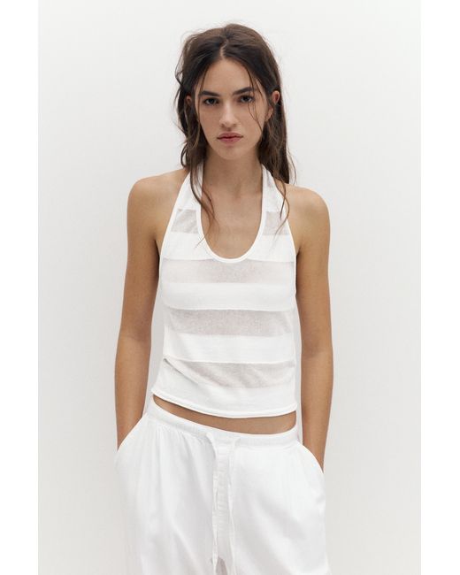 Pull&Bear Blue Sheer Halter Top