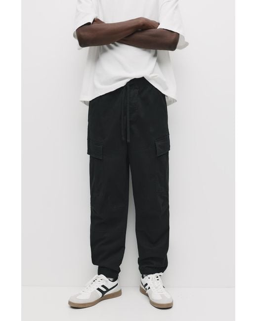 Pull&Bear White Cargo joggers for men