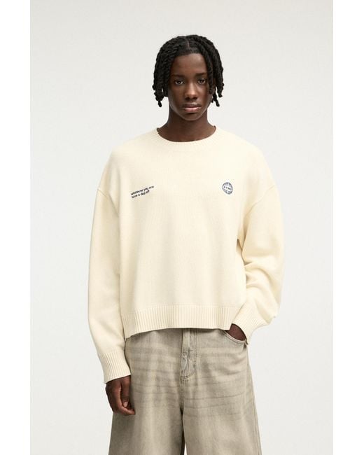 Pull&Bear Natural Stwd Embroidered Cropped Jumper for men