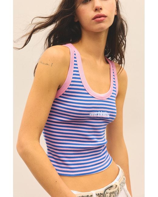Pull&Bear Gestreepte Tanktop in het Blue
