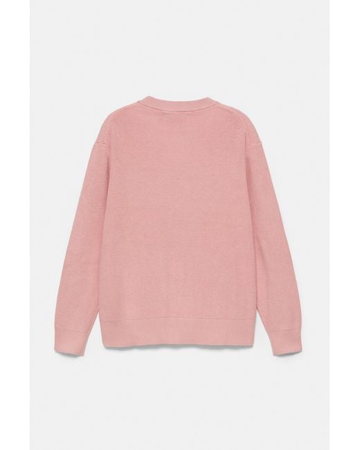 Pull&Bear Pink Basic Jumper for men