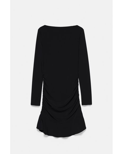 Robe Courte Froncée Pull&Bear en coloris Black