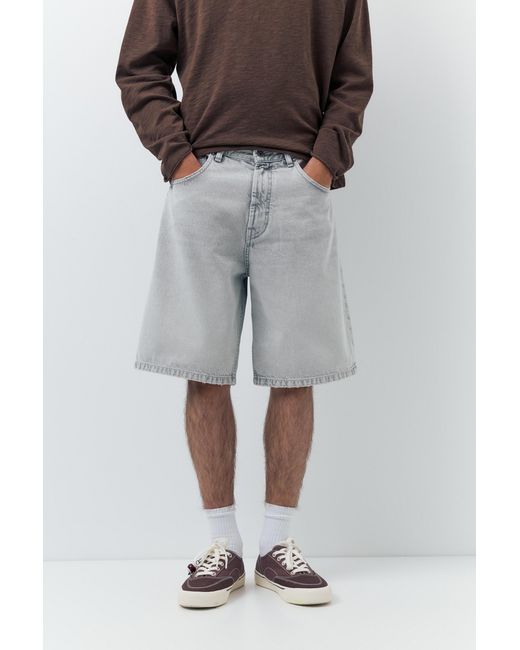 Pull&Bear Black Baggy Denim Bermuda Shorts for men