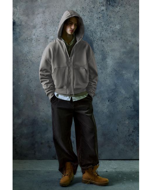 Pull&Bear Gray Double-Zip Hoodie for men