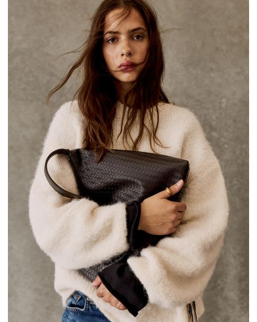 Pull&Bear Black Woven Tote Bag