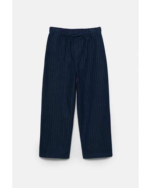 Pull&Bear Blue Denim Striped Sweatpants for men