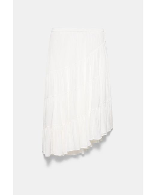Pull&Bear Witte Asymmetrische Midirok in het White